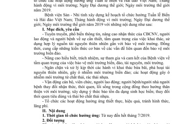 KẾ HOẠCH V/v tổ chức hưởng ứng Tuần lễ Biển và Hải đảo Việt Nam